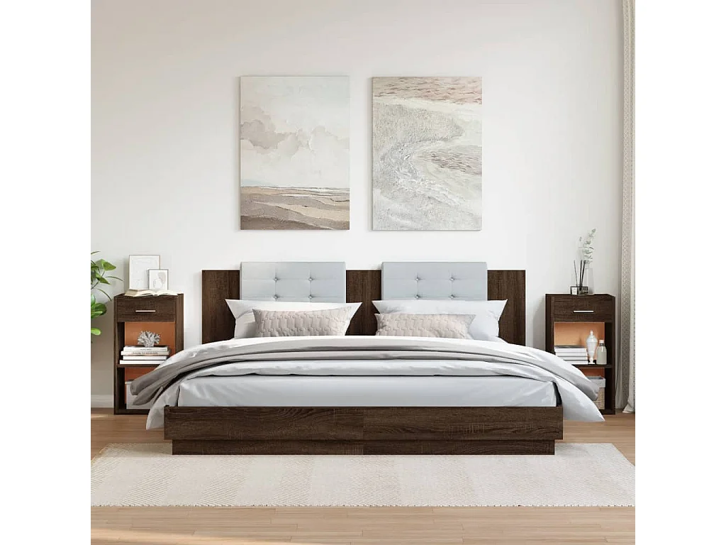 Ragna  Comodini 2 pz Rovere Marrone 35x34x65 cm in Legno Multistrato