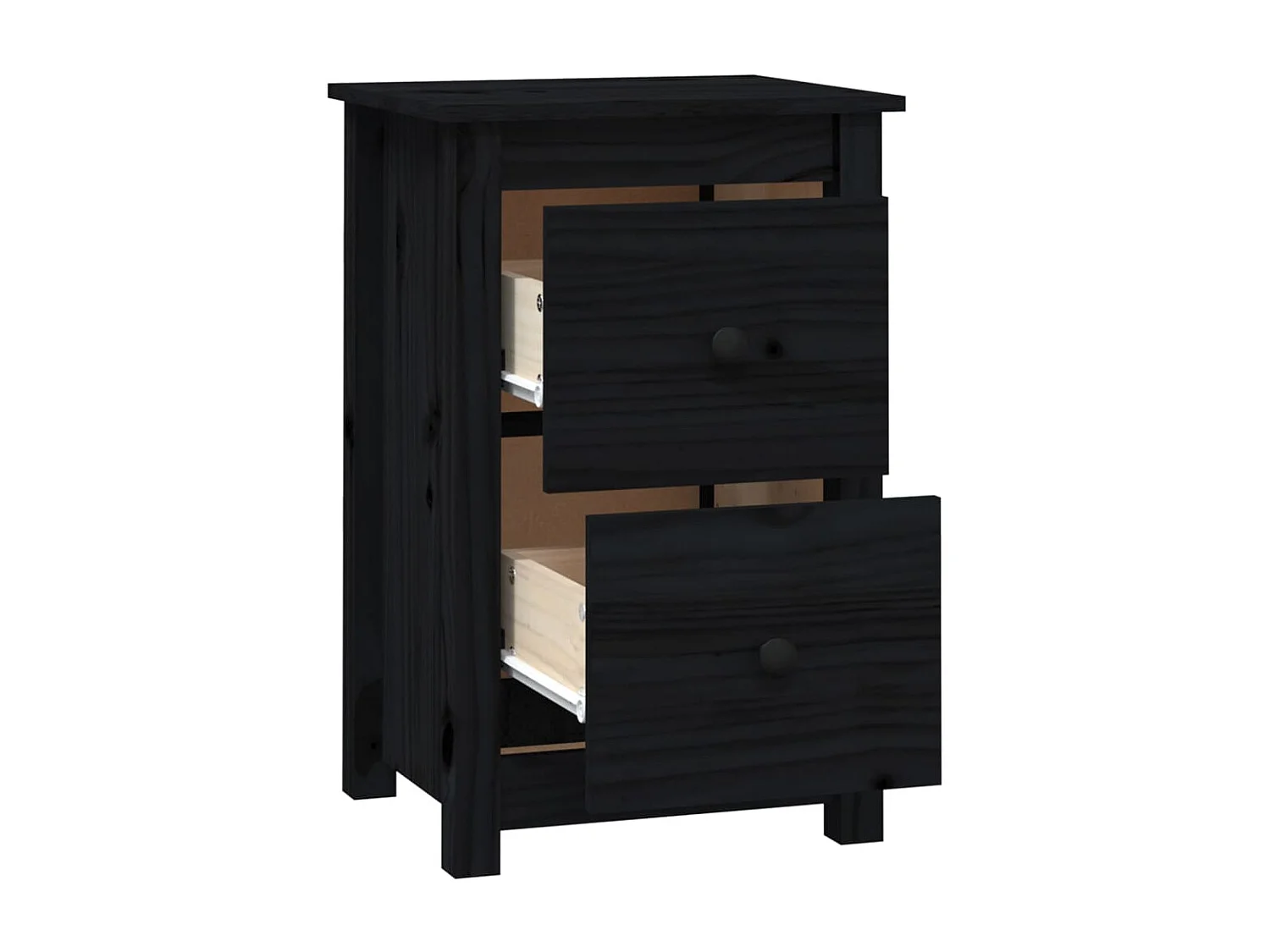 Rida  Nachttische 2 Stk. Schwarz 40x35x61,5 cm Massivholz Kiefer