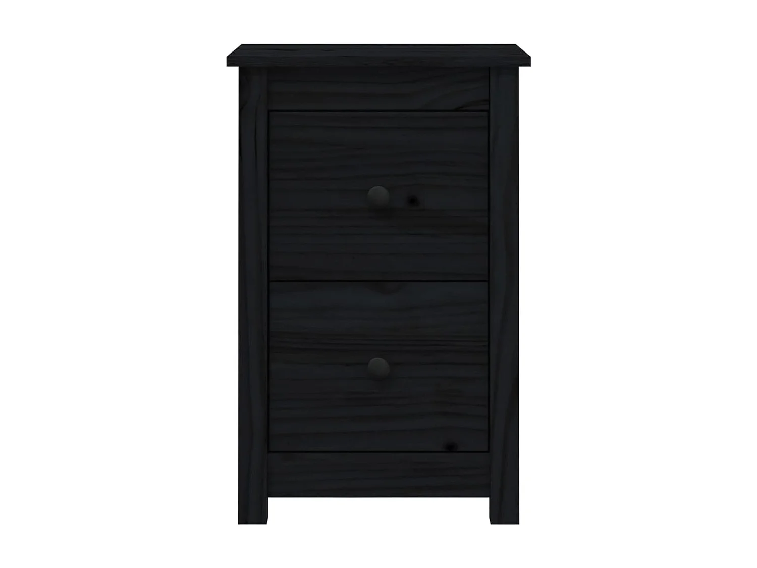 Rida  Nachttische 2 Stk. Schwarz 40x35x61,5 cm Massivholz Kiefer