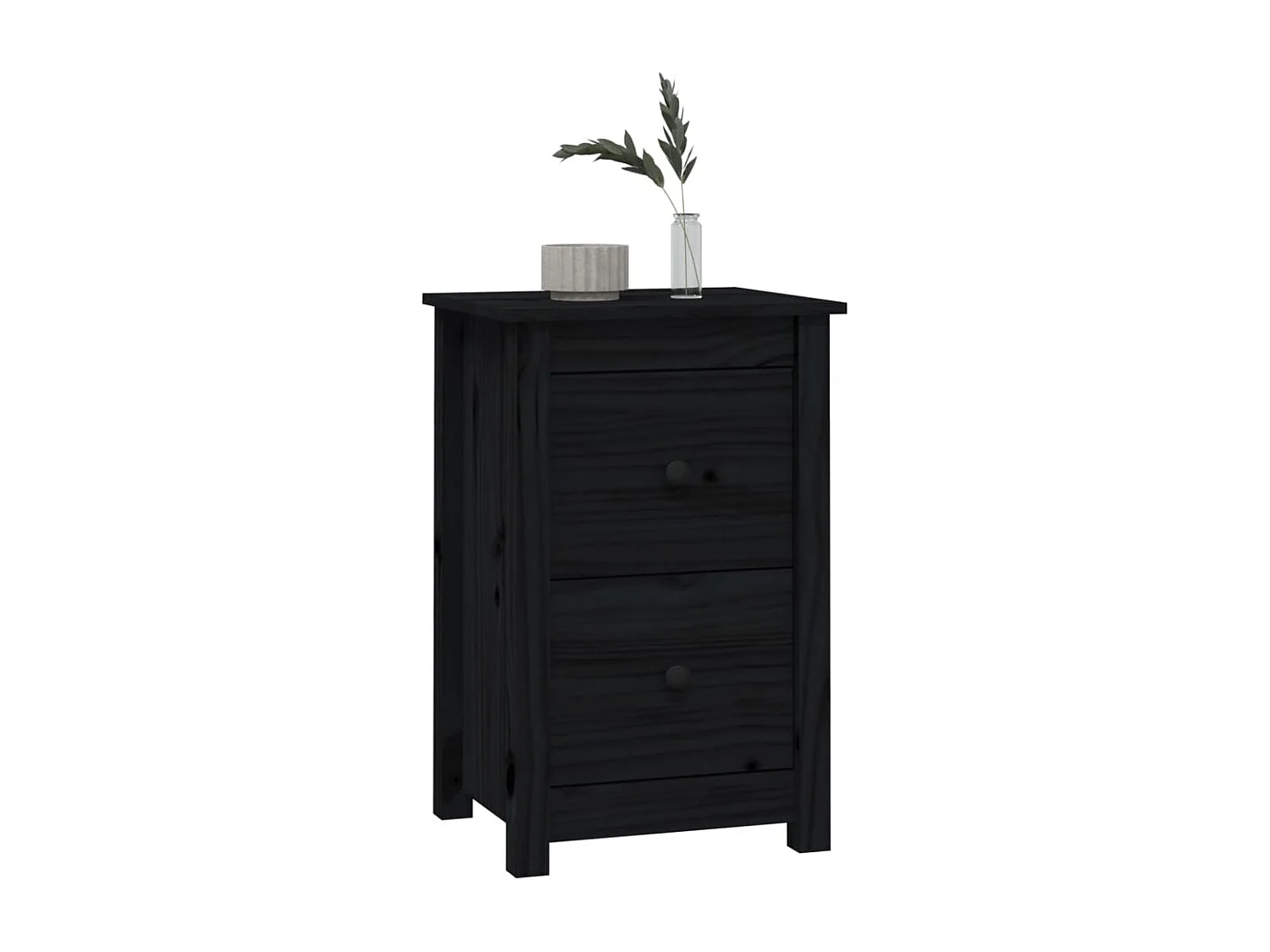 Rida  Nachttische 2 Stk. Schwarz 40x35x61,5 cm Massivholz Kiefer