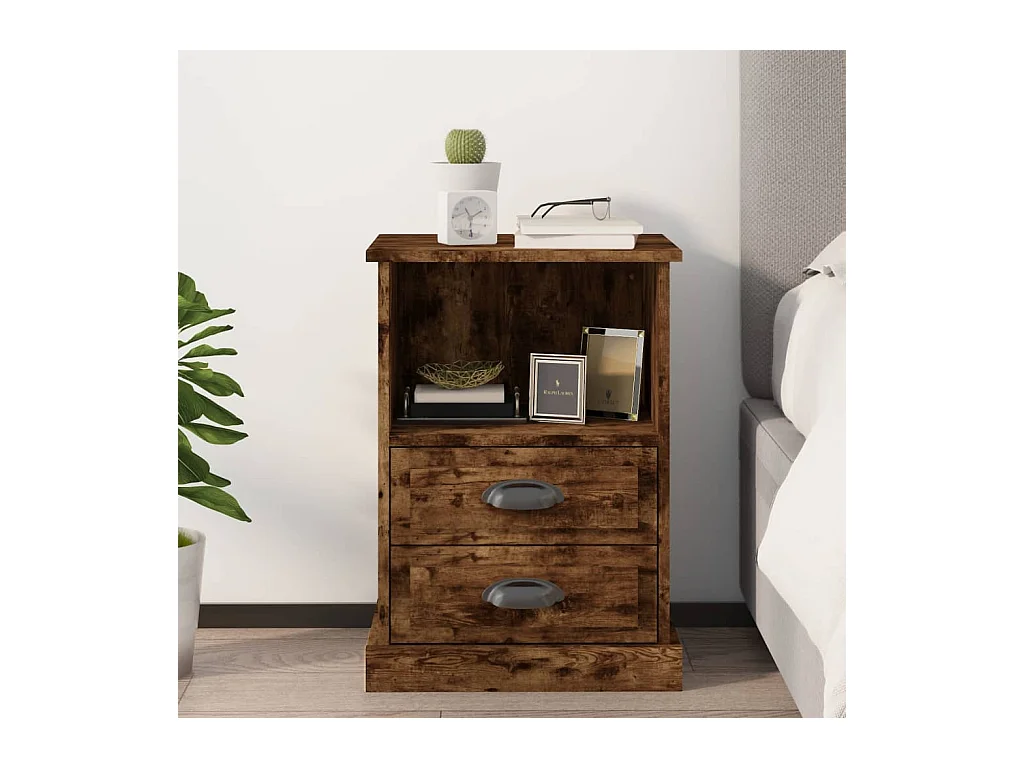 Karly  Table de chevet chêne fumé 43x36x60 cm