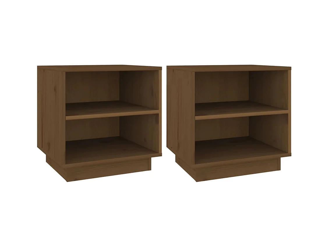 Decatur  Tables de chevet 2pcs Marron miel 40x34x40cm Bois de pin solide