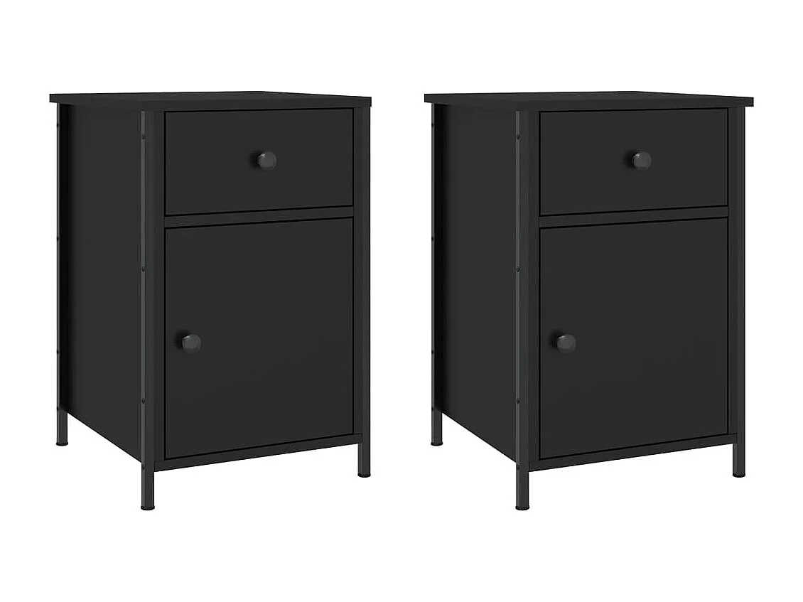 Qardir  Nachttische 2 Stk. Schwarz 40x42x60 cm Holzwerkstoff