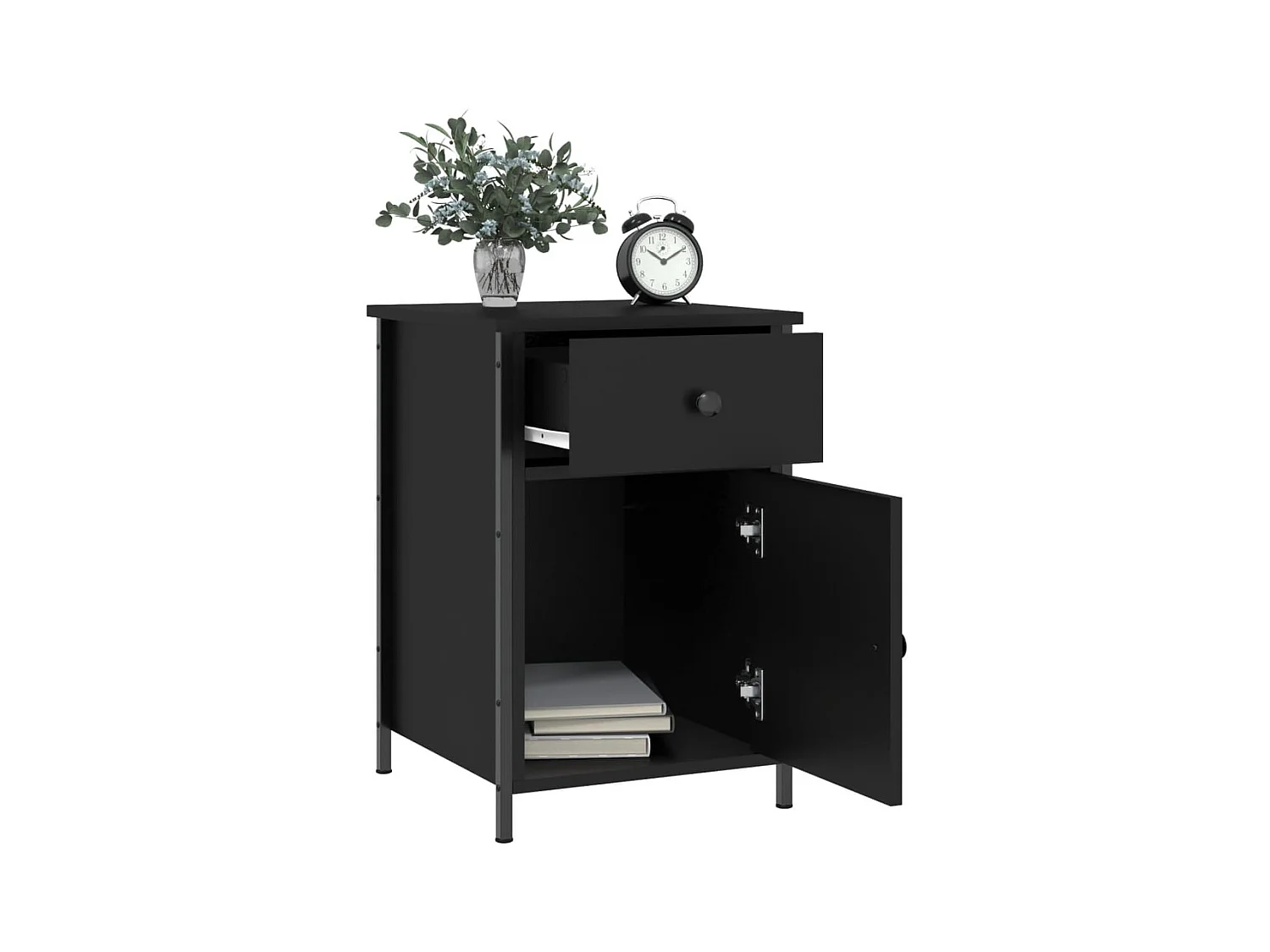 Qardir  Nachttische 2 Stk. Schwarz 40x42x60 cm Holzwerkstoff