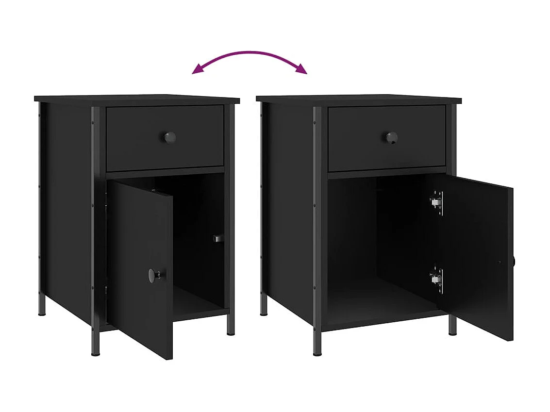 Qardir  Nachttische 2 Stk. Schwarz 40x42x60 cm Holzwerkstoff