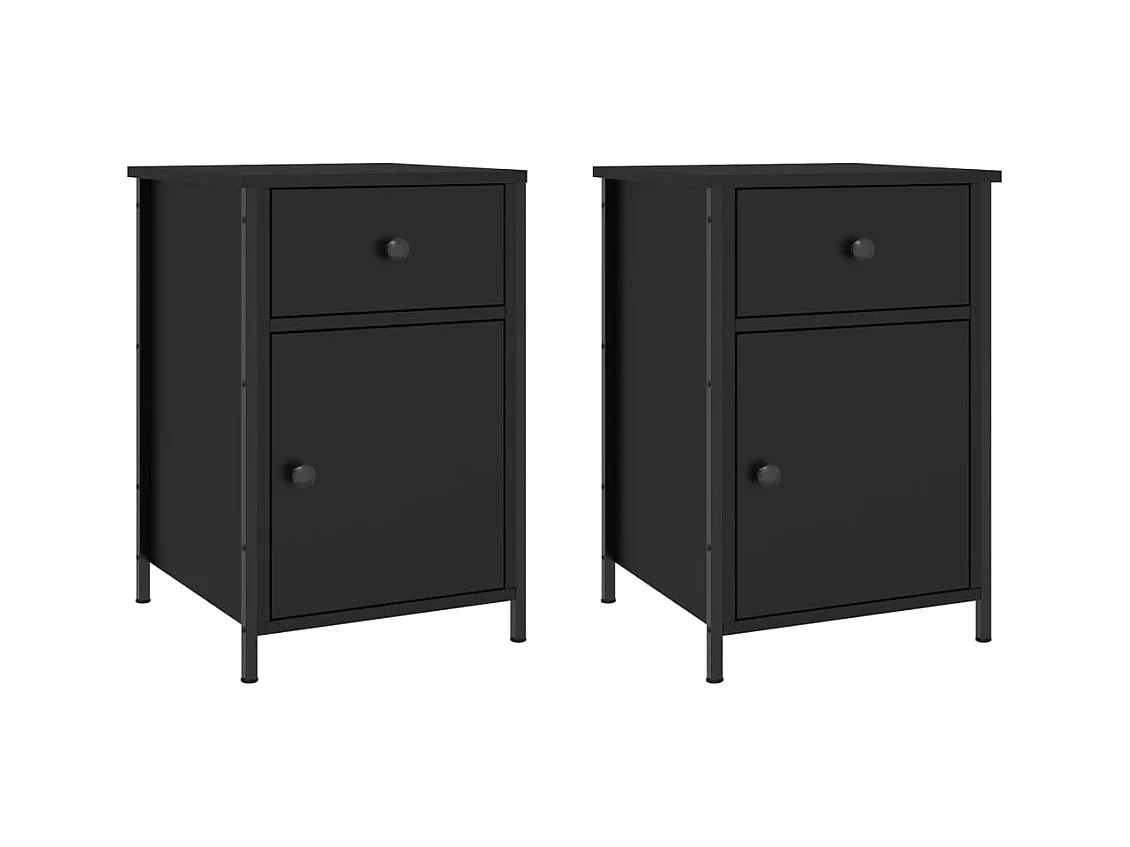 Qardir  Nachttische 2 Stk. Schwarz 40x42x60 cm Holzwerkstoff