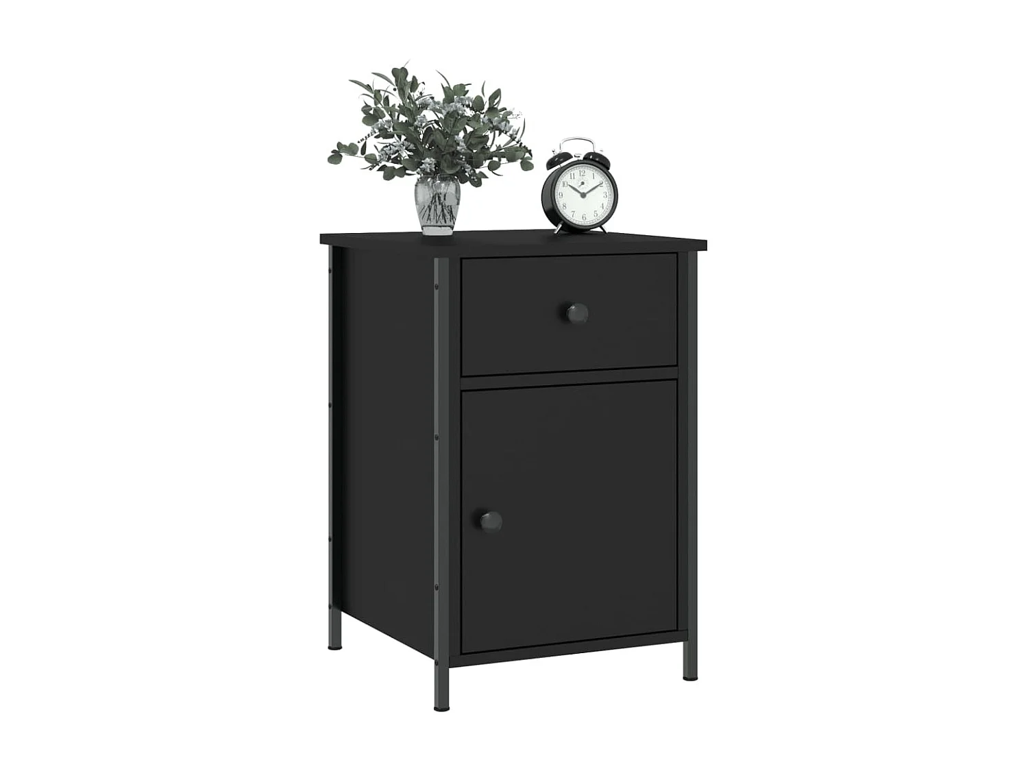 Qardir  Nachttische 2 Stk. Schwarz 40x42x60 cm Holzwerkstoff