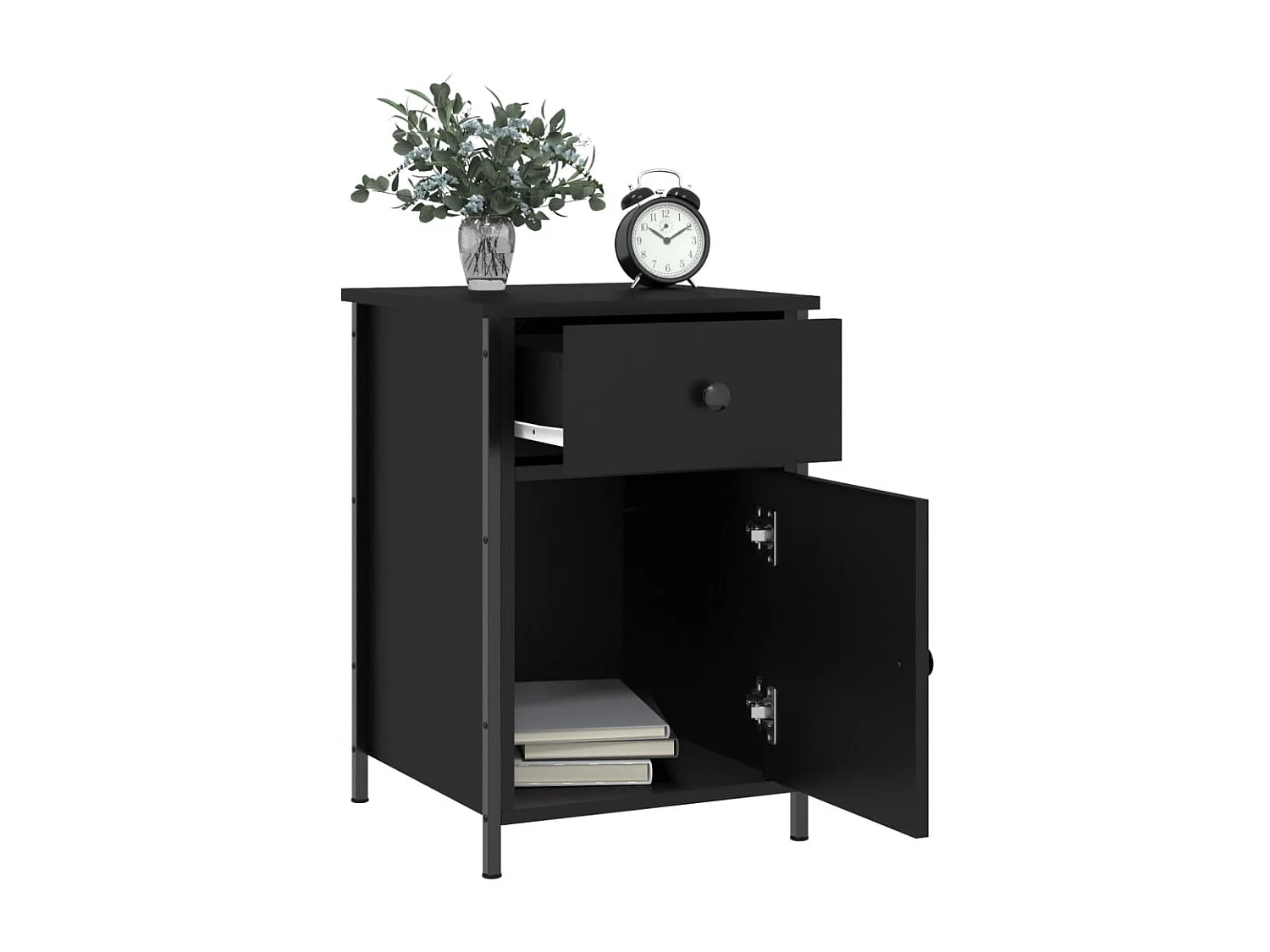 Qardir  Nachttische 2 Stk. Schwarz 40x42x60 cm Holzwerkstoff