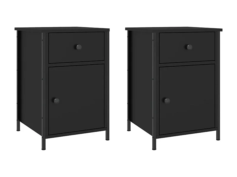 Qardir  Nachttische 2 Stk. Schwarz 40x42x60 cm Holzwerkstoff