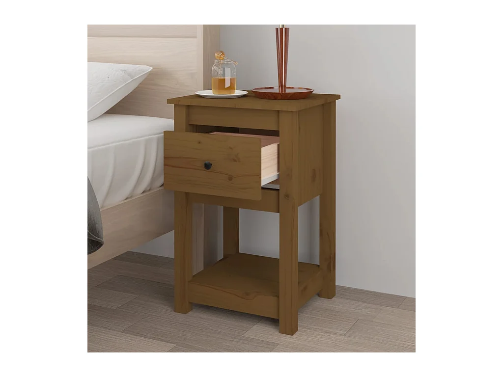 Fourmies  Tables de chevet 2 pcs Marron miel 40x35x61,5 cm Pin solide