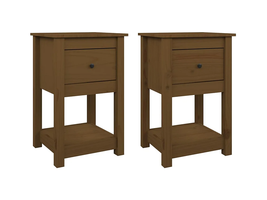Fourmies  Tables de chevet 2 pcs Marron miel 40x35x61,5 cm Pin solide