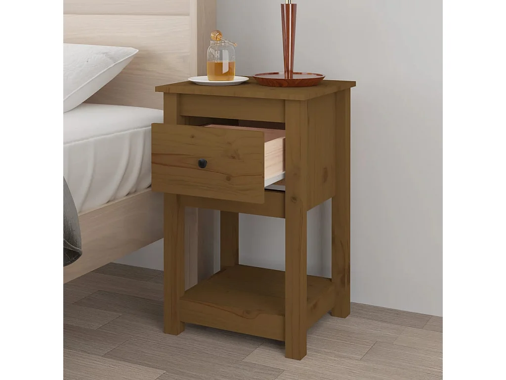 Fourmies  Tables de chevet 2 pcs Marron miel 40x35x61,5 cm Pin solide