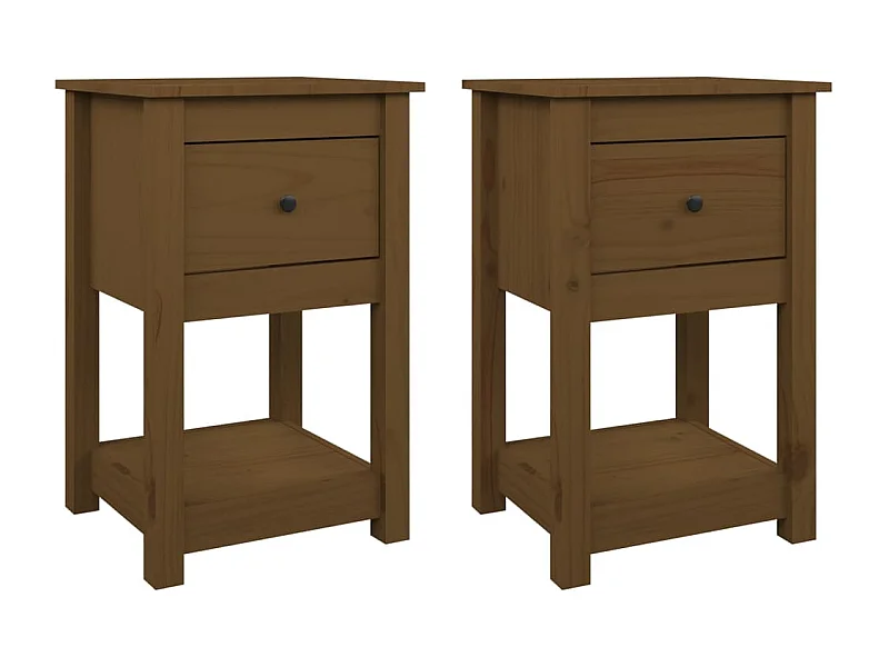 Fourmies  Tables de chevet 2 pcs Marron miel 40x35x61,5 cm Pin solide