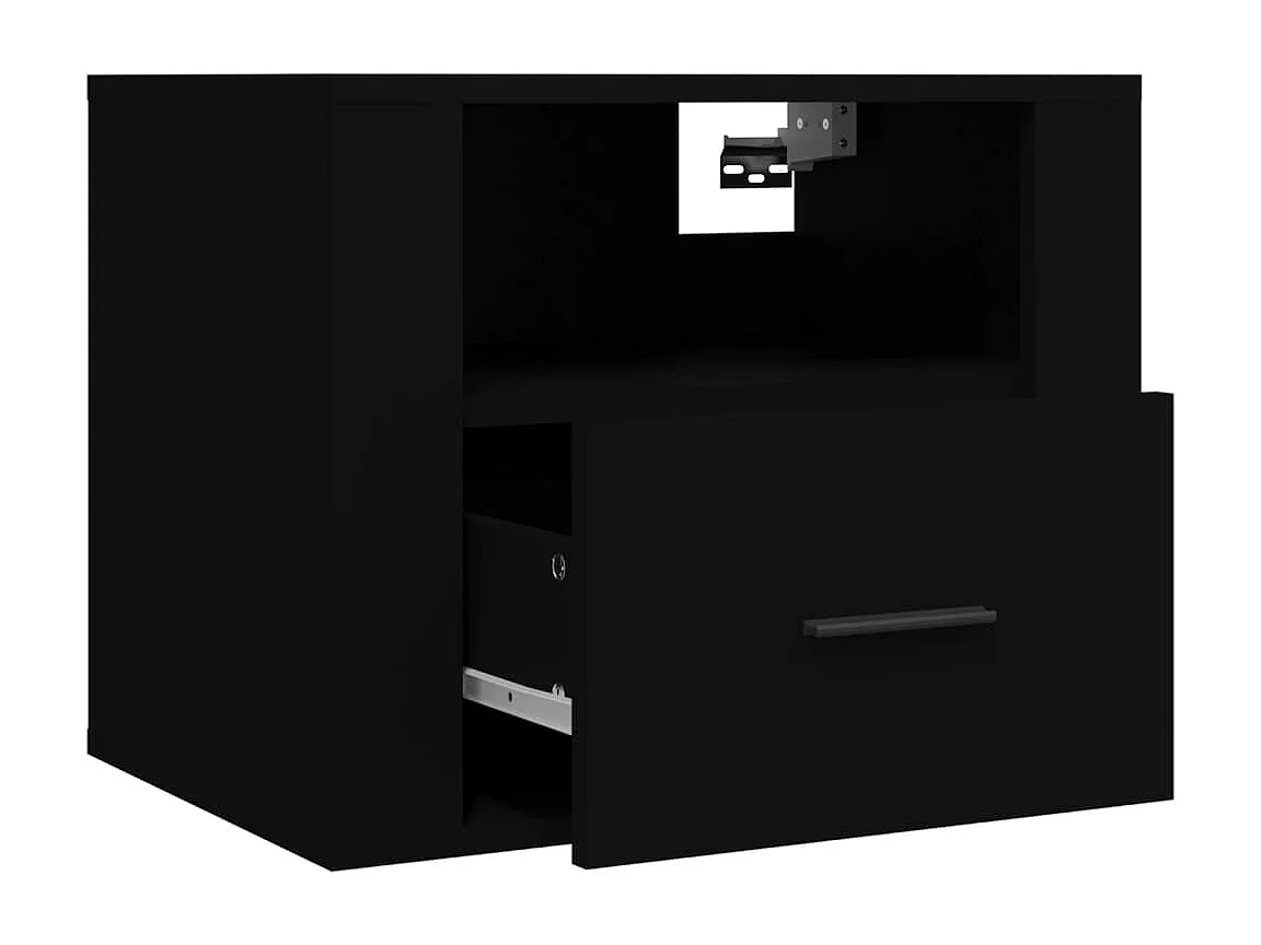 Pyren  Table de chevet murale Noir 50x36x40 cm