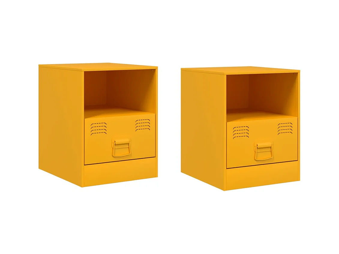 Elthor  Tables de chevet 2 pcs jaune moutarde 34,5x39x44 cm acier