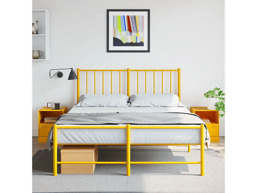 Elthor  Tables de chevet 2 pcs jaune moutarde 34,5x39x44 cm acier