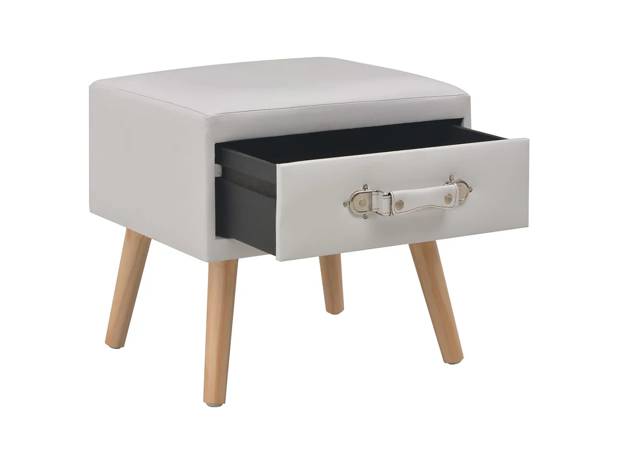 Emilie  Tables de chevet 2 pcs Blanc 40x35x40 cm Similicuir