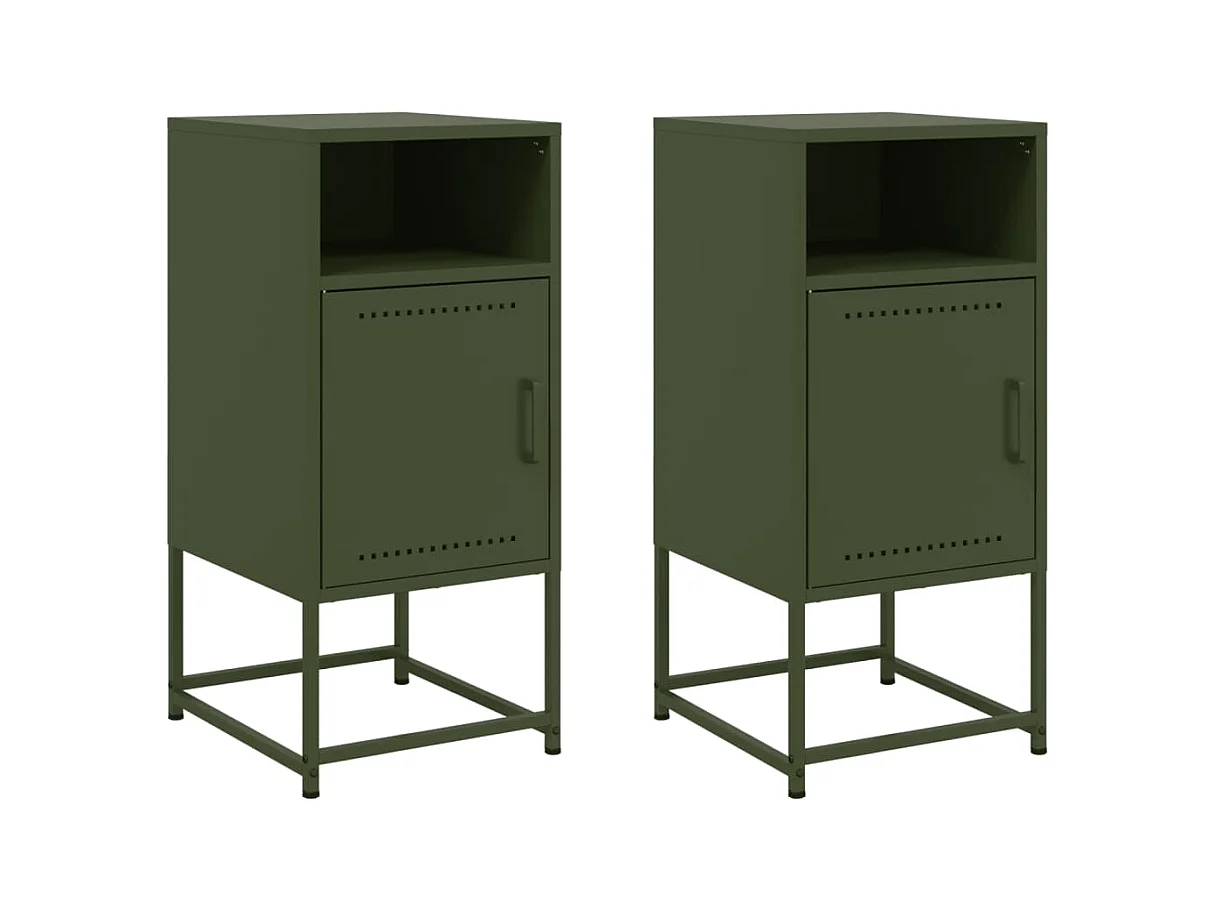 Jacek  Tables de chevet 2 pcs vert olive 36x39x78 cm acier