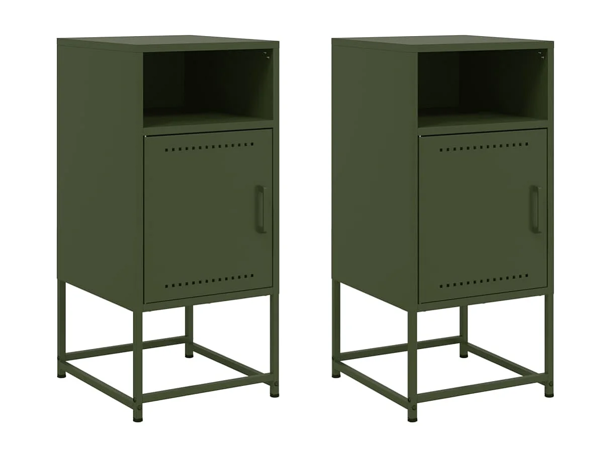 Jacek  Tables de chevet 2 pcs vert olive 36x39x78 cm acier