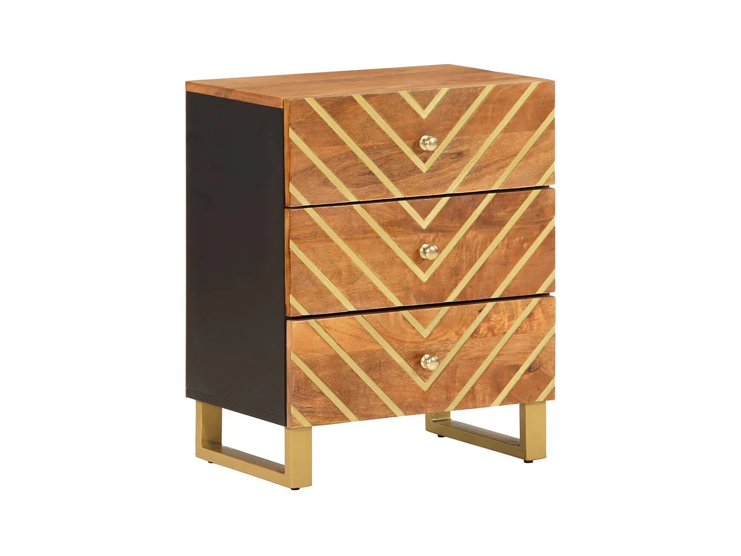 Garden Furniture -  Table de chevet marron et noir 50x33x60 cm bois manguier solide