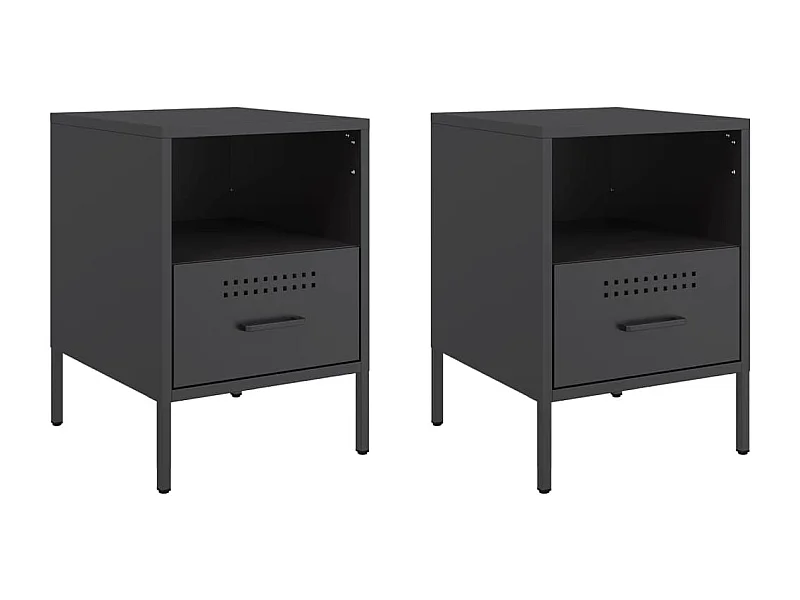 Sundby  Tables de chevet 2 pcs noir 36x39x50,5 cm acier