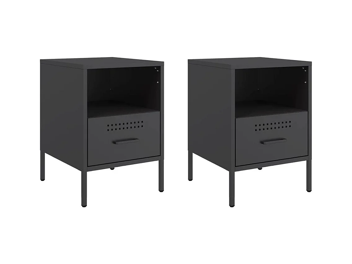 Sundby  Tables de chevet 2 pcs noir 36x39x50,5 cm acier