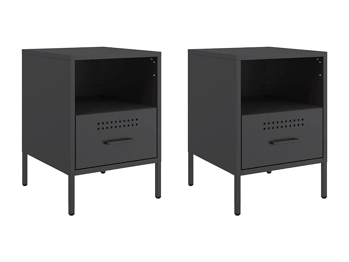 Sundby  Tables de chevet 2 pcs noir 36x39x50,5 cm acier