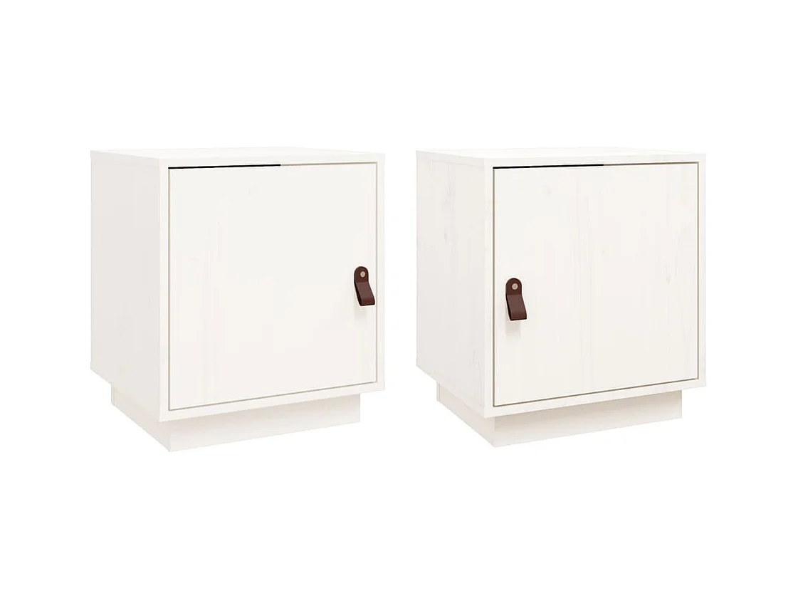 Clark Mills  Comodini Bianco 2 pz 40x34x45 cm in Legno Massello di Pino