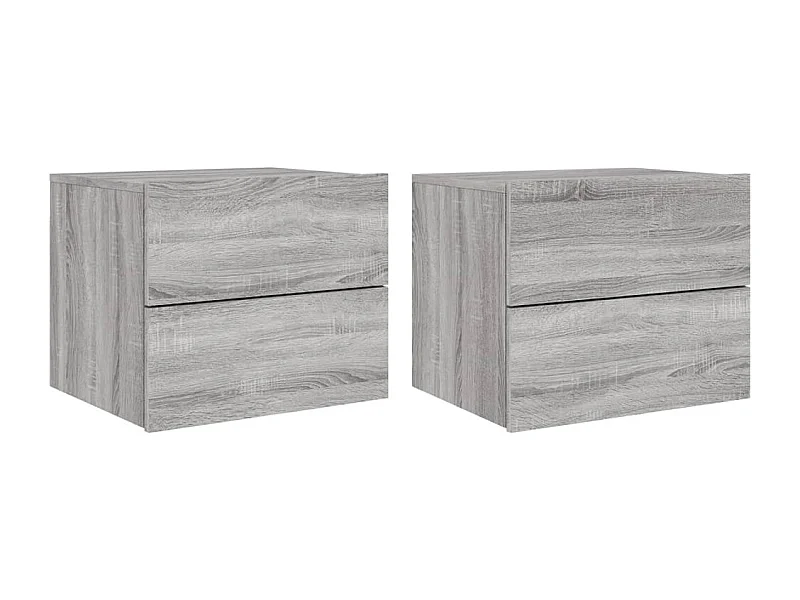 Prolenta Premium -  Tables de chevet murales avec lumières LED 2 pcs sonoma gris