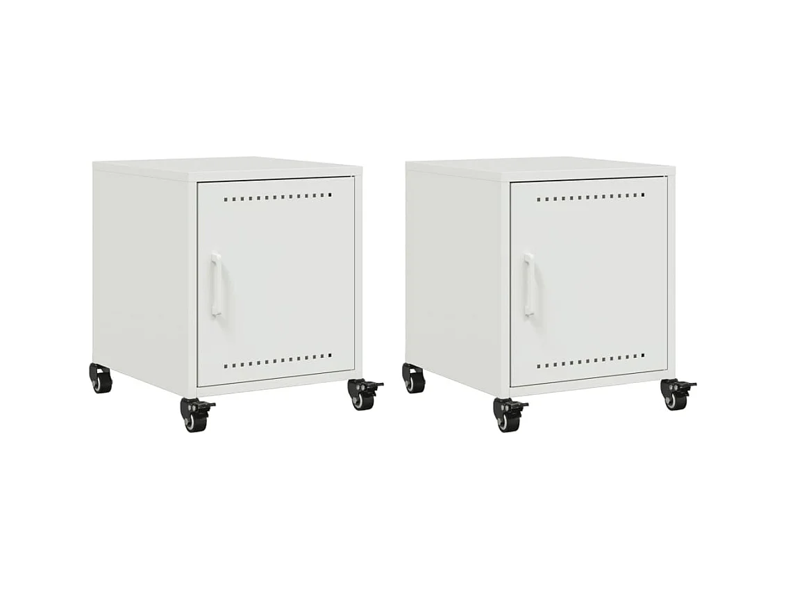 Crestline  Tables de chevet 2 pcs blanc 36x39x43,5 cm acier