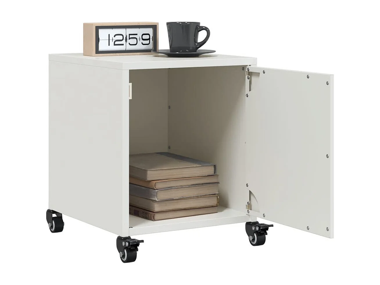 Crestline  Tables de chevet 2 pcs blanc 36x39x43,5 cm acier