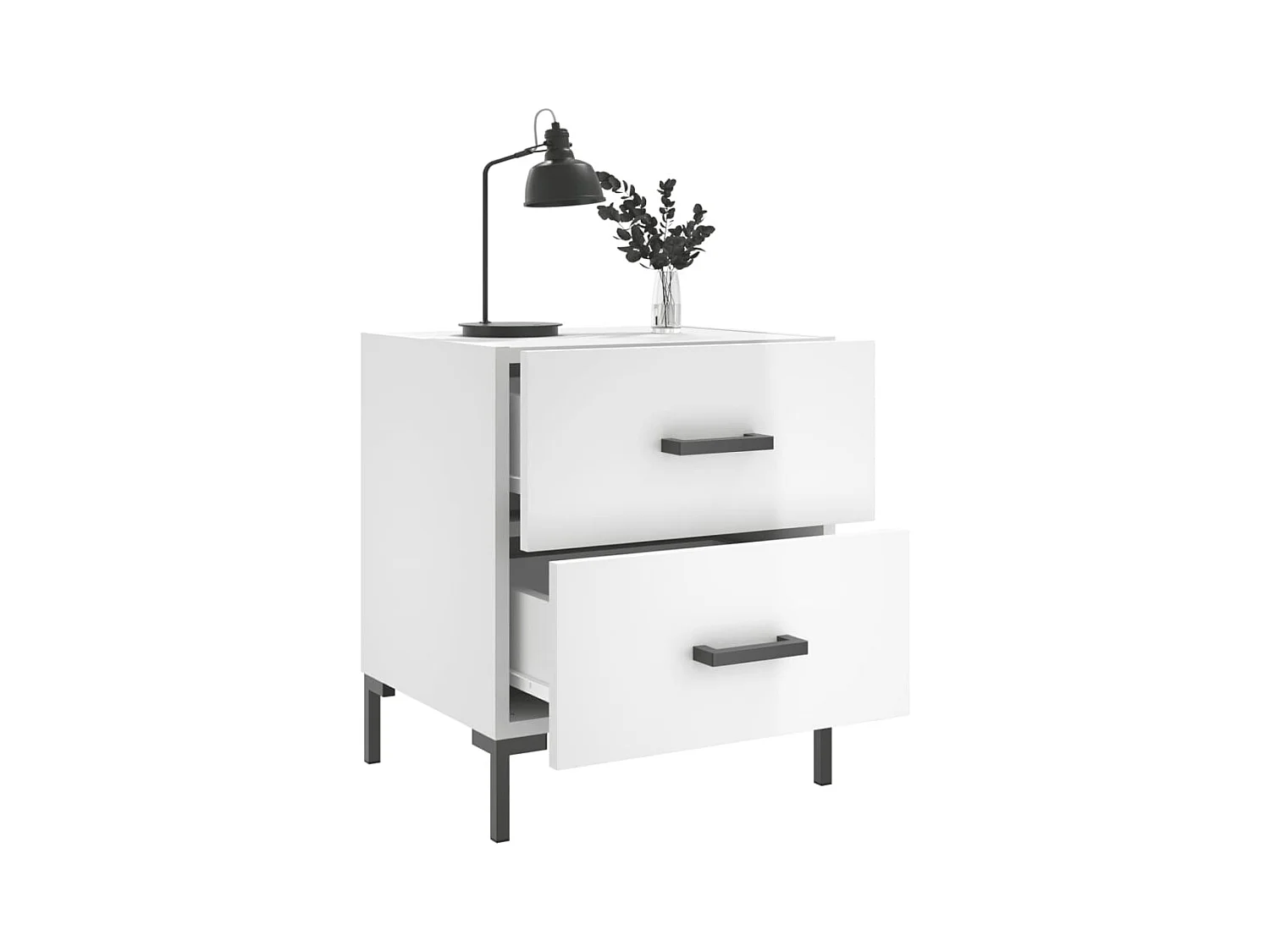 Myrion  Tables de chevet 2 pcs blanc brillant 40x35x47,5 cm