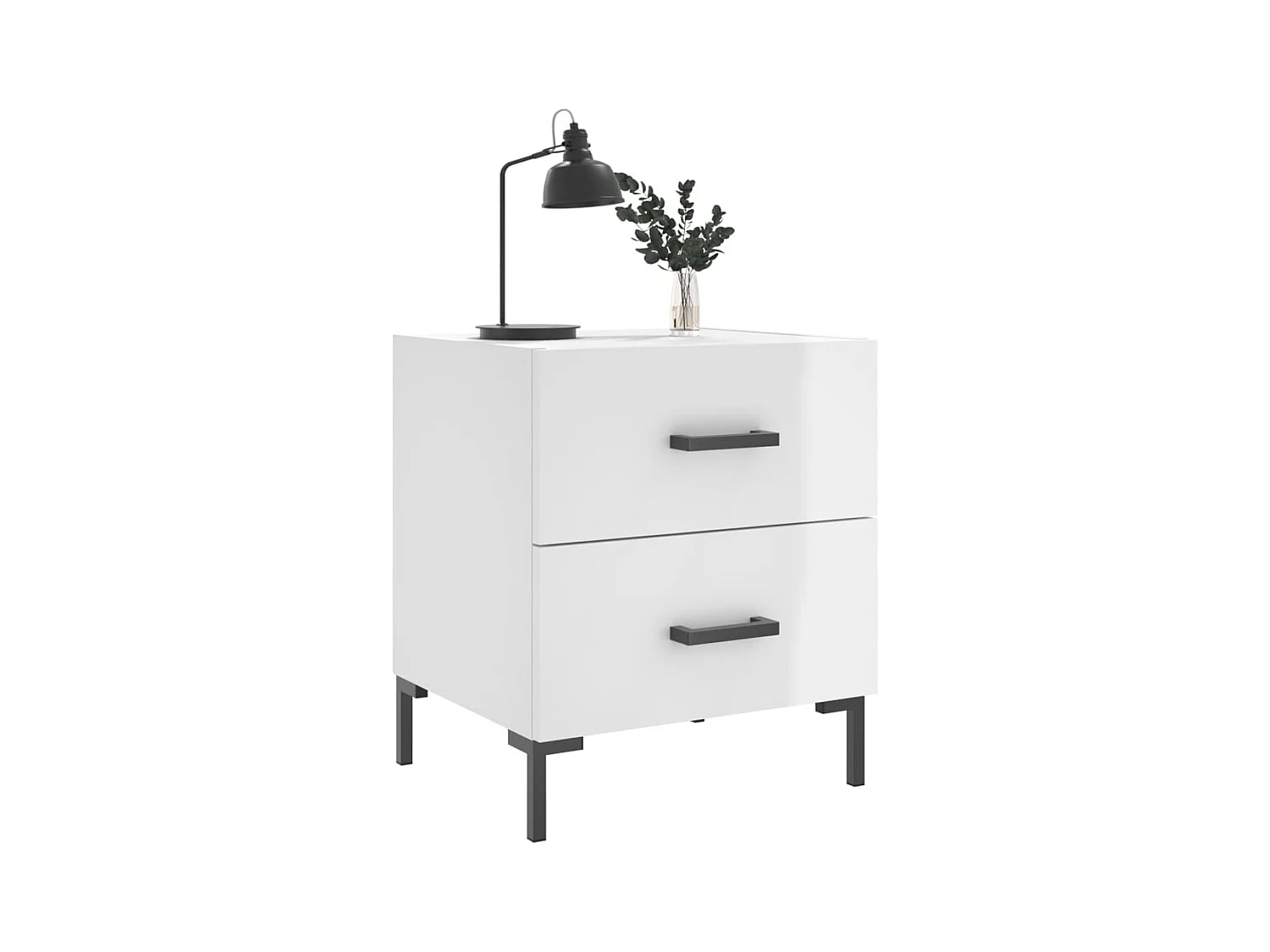 Myrion  Tables de chevet 2 pcs blanc brillant 40x35x47,5 cm