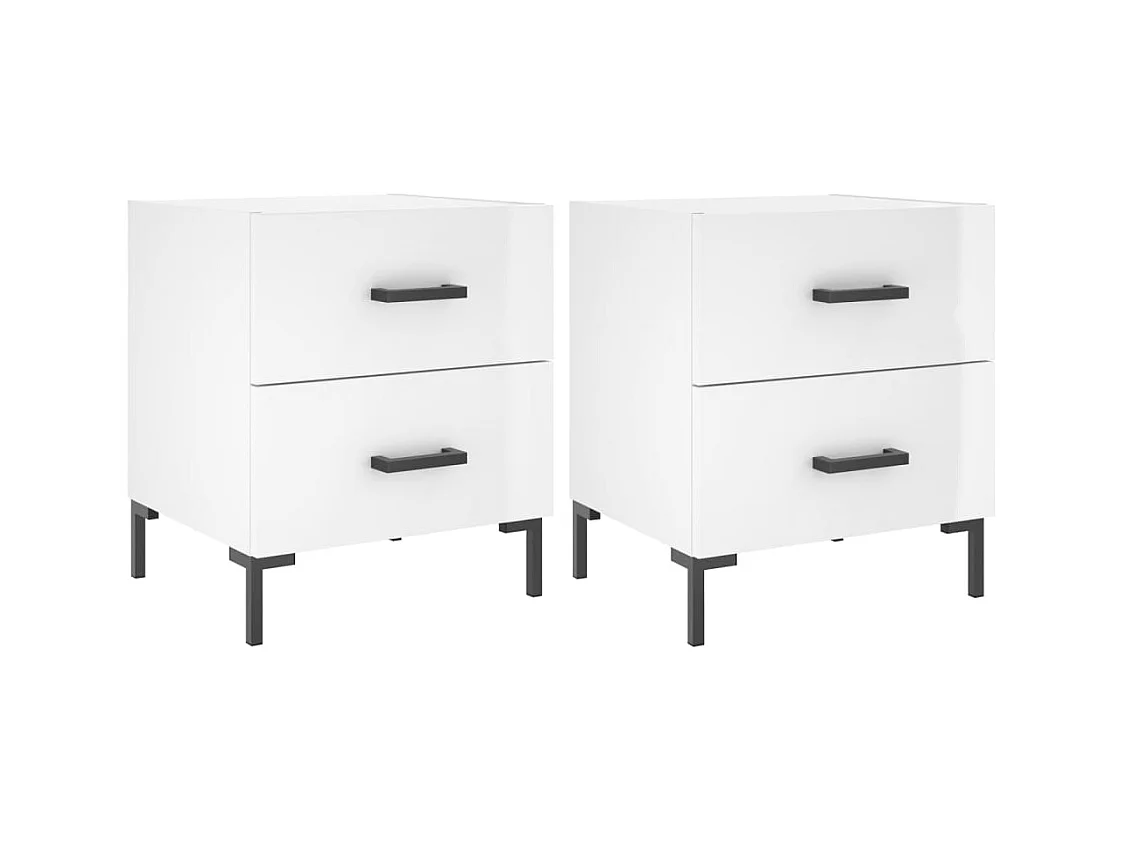 Myrion  Tables de chevet 2 pcs blanc brillant 40x35x47,5 cm