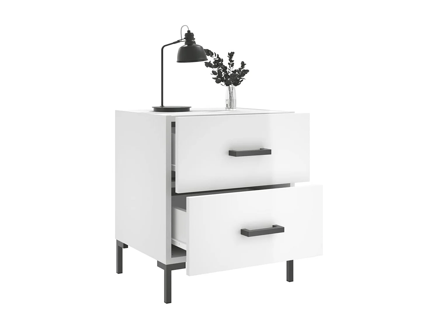 Myrion  Tables de chevet 2 pcs blanc brillant 40x35x47,5 cm