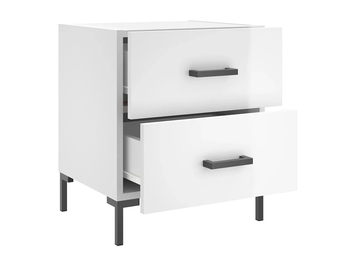 Myrion  Tables de chevet 2 pcs blanc brillant 40x35x47,5 cm