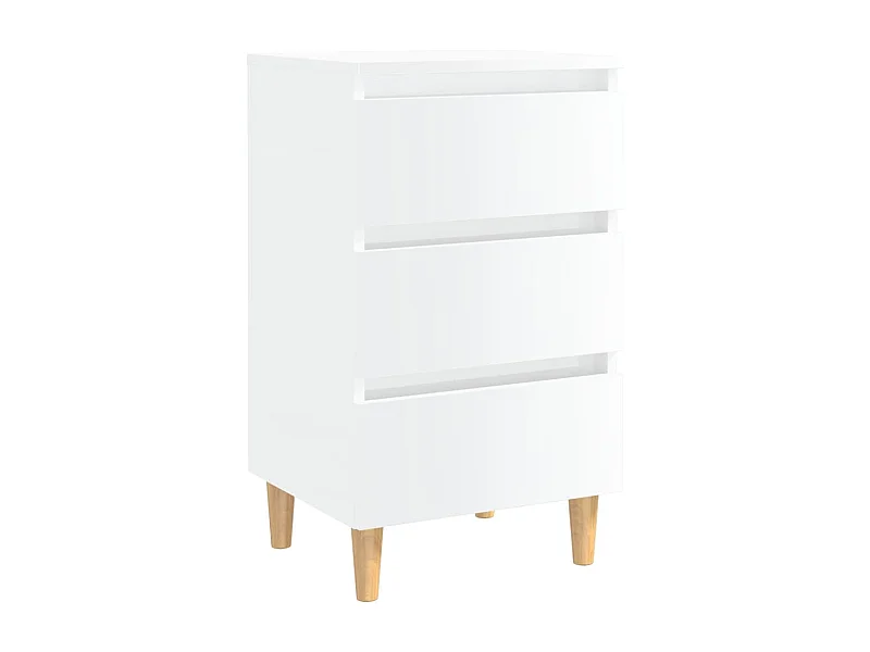 Kendallville  Table de chevet avec pieds en bois blanc brillant 40x35x69 cm