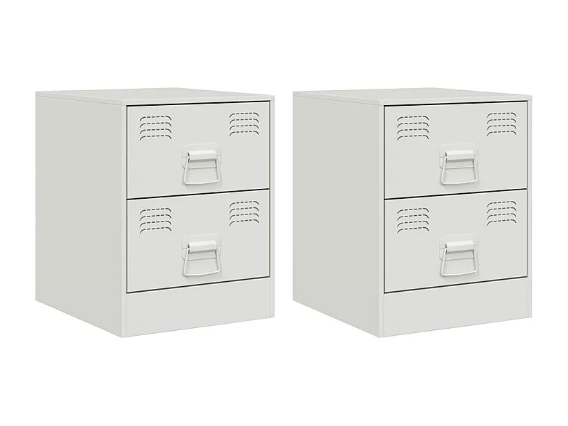 Groton  Nachtkastjes 2 st 34,5x39x44 cm staal wit