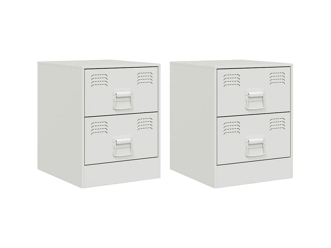 Groton  Tables de chevet 2 pcs blanc 34,5x39x44 cm acier