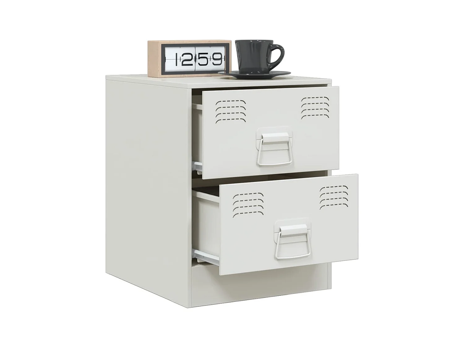 Groton  Tables de chevet 2 pcs blanc 34,5x39x44 cm acier