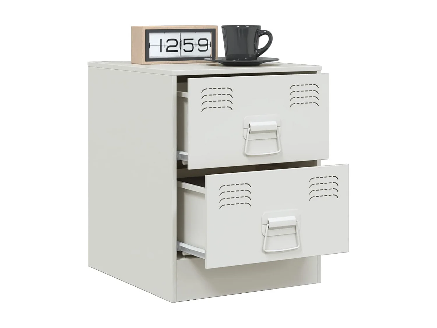 Groton  Tables de chevet 2 pcs blanc 34,5x39x44 cm acier