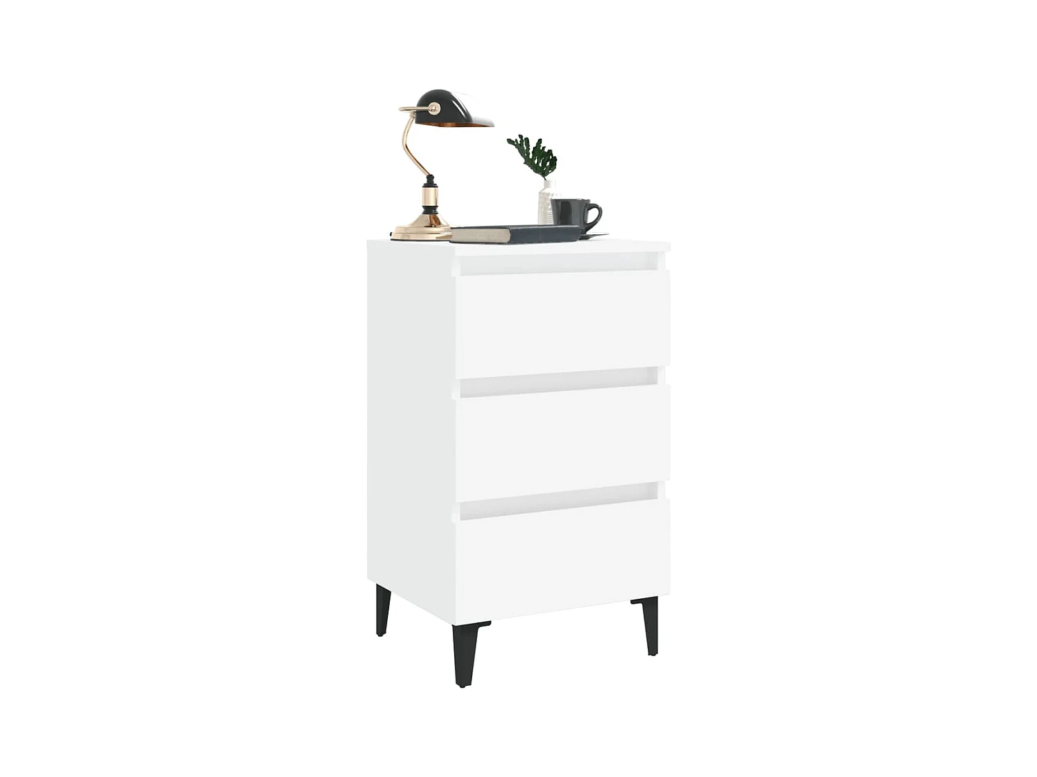 Artan  Table de chevet avec pieds en métal blanc 40x35x69 cm