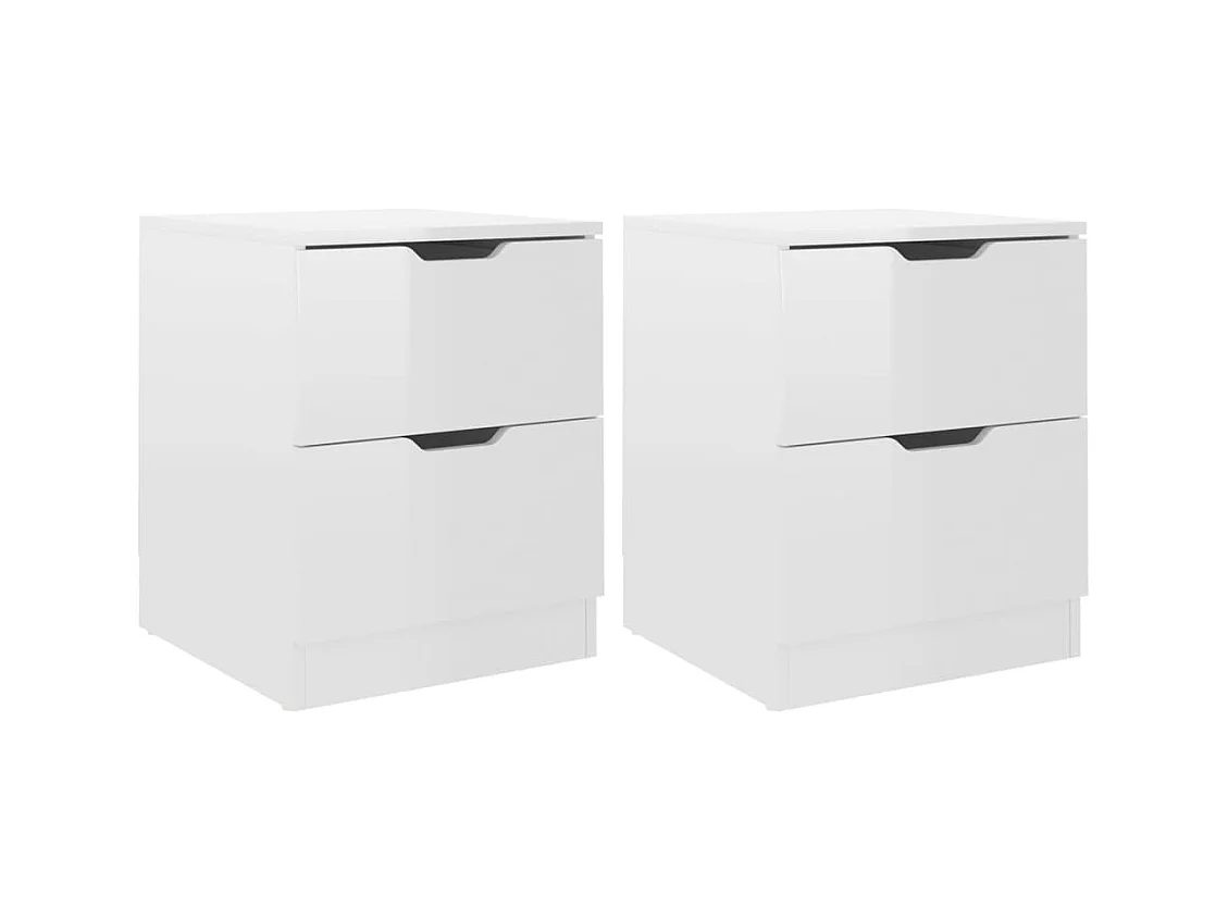 Jenae  Tables de chevet 2pcs Blanc brillant 40x40x50cm bois ingénierie