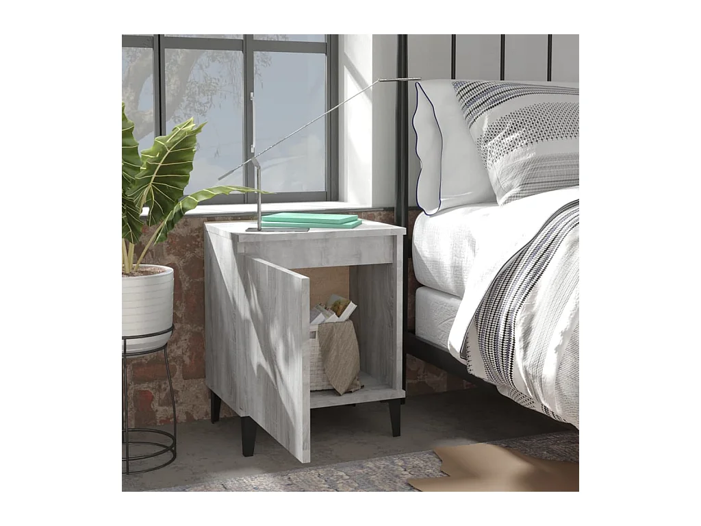 Council Bluffs  Table de chevet avec pieds en métal Sonoma gris 40x30x50 cm