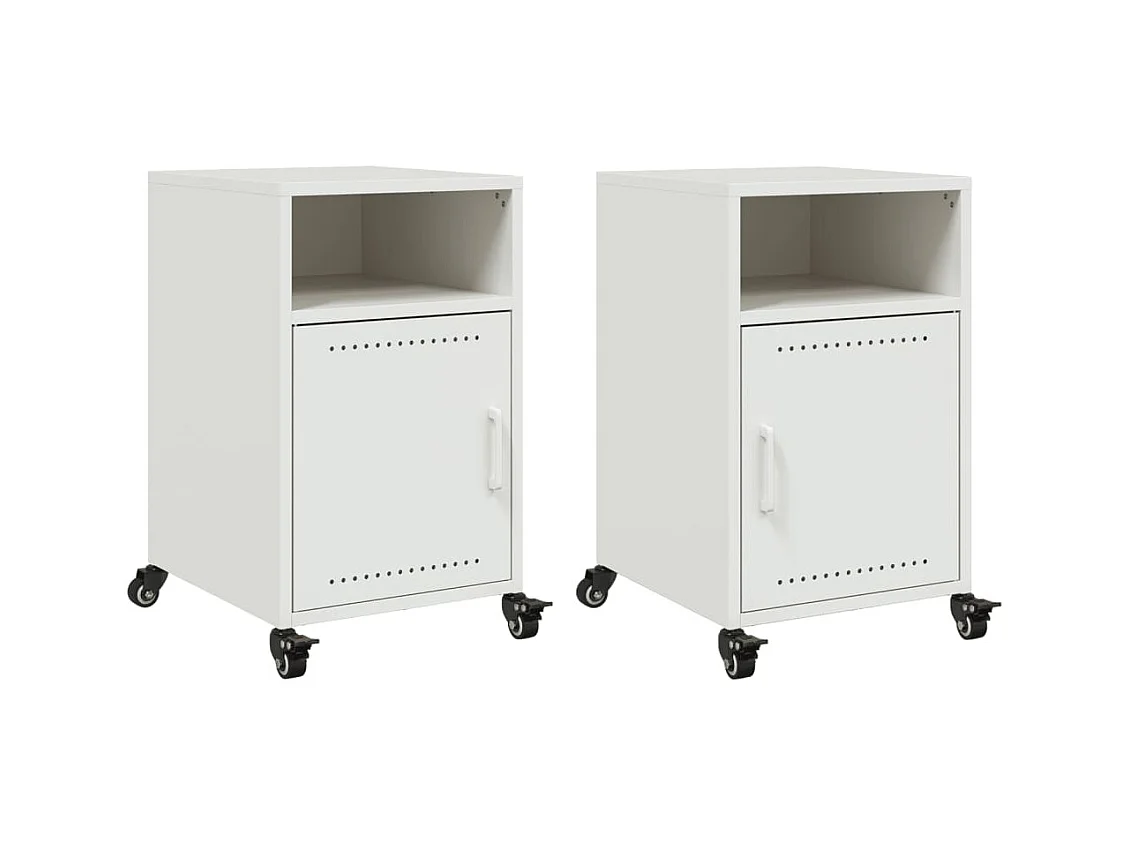 Jana  Tables de chevet 2 pcs blanc 36x39x59 cm acier