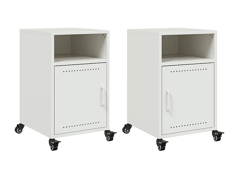 Jana  Nachttische 2 Stk. Weiß 36x39x59 cm Stahl