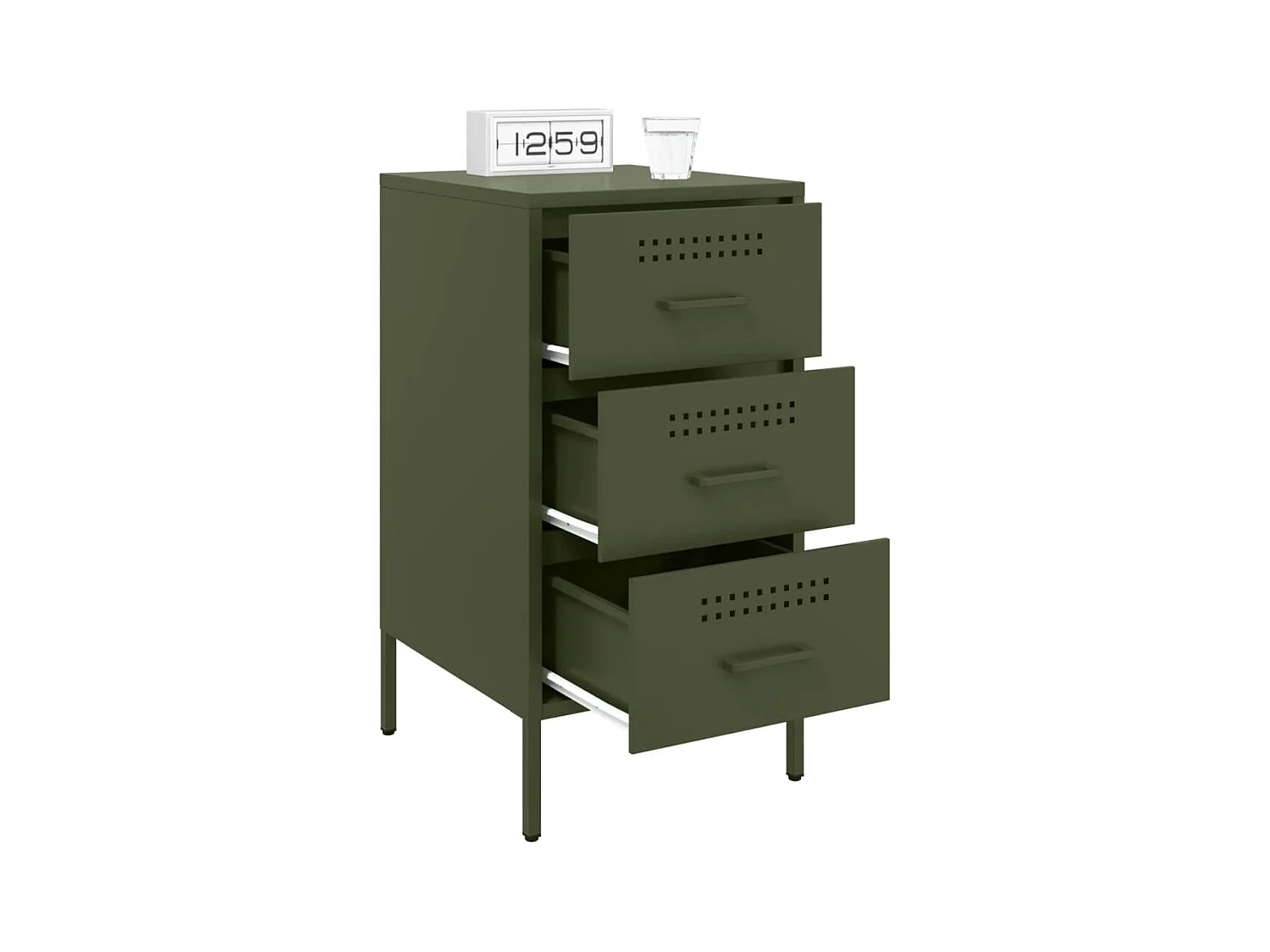 Vyndor  Tables de chevet 2 pcs vert olive 36x39x68 cm acier