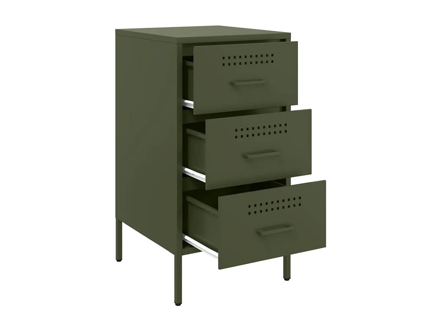 Vyndor  Tables de chevet 2 pcs vert olive 36x39x68 cm acier