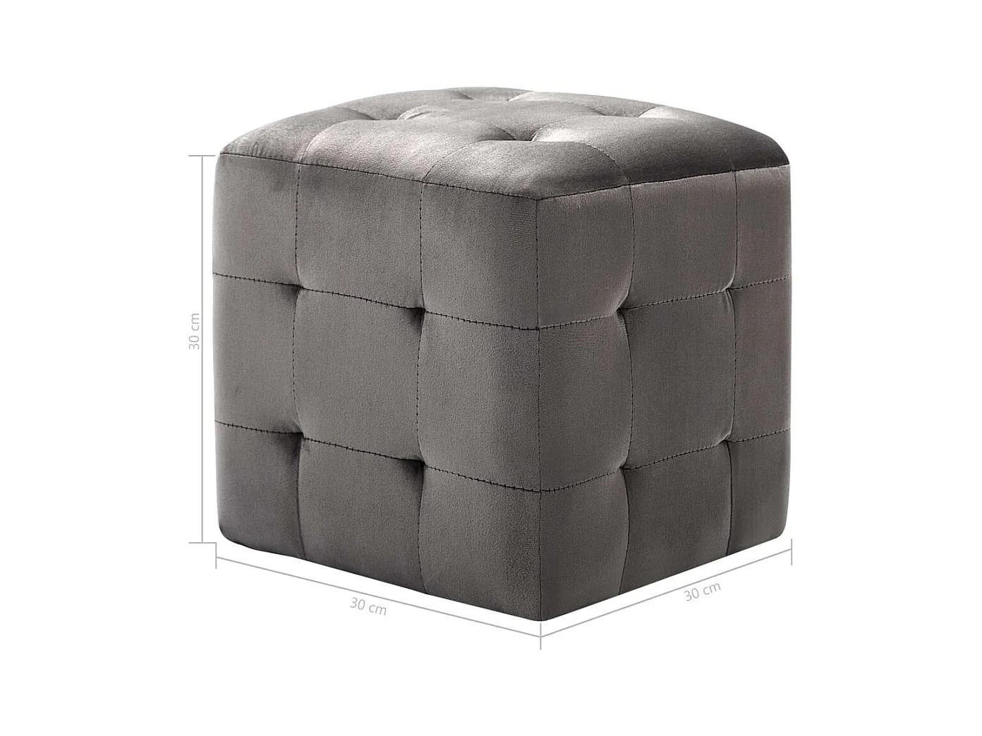 Delyn  2 pcs Tables de chevet Gris 30x30x30 cm Tissu velours