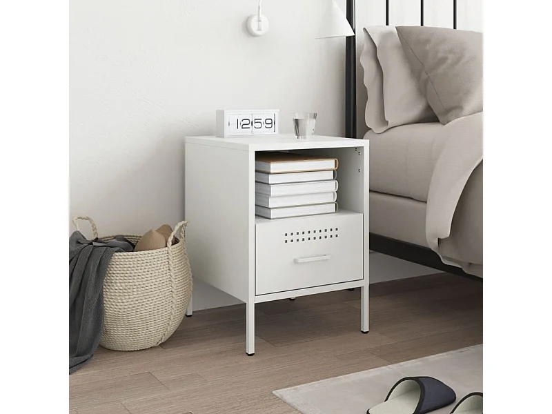 Sundby  Table de chevet blanc 36x39x50,5 cm acier